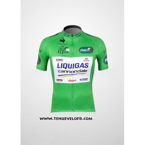 2012 Maillot Ciclismo Liquigas Cannondale Blanc et Vert Manches Courtes et Cuissard